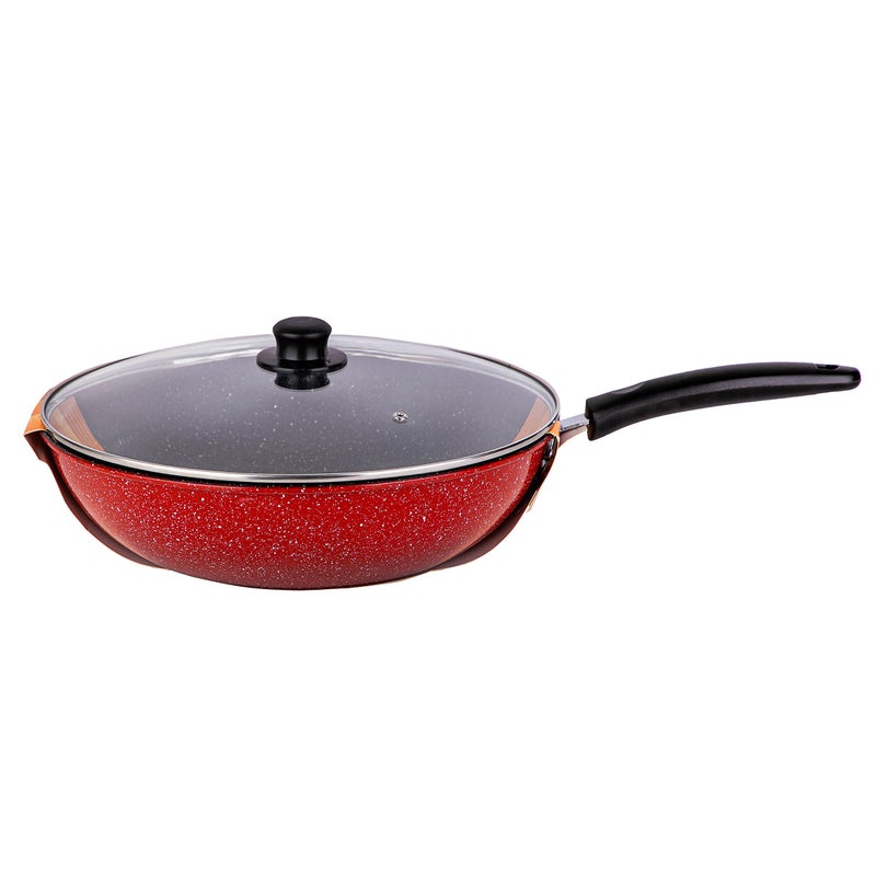 Bister Non-Stick Frying Pan Granite Work & Glass Cover for Cooking Saute Vegetables Steaks Easy Cleaning Made of High-Quality Size: 36cm - Image 2